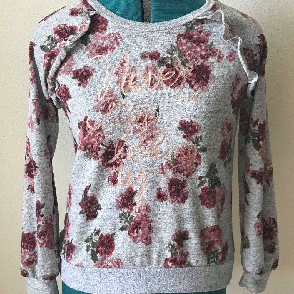 NEVER STOP LOOKING UP Floral Print Sweatshirt